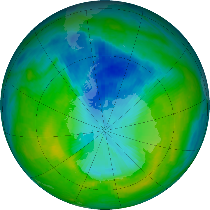 Antarctic ozone map for 07 December 1987